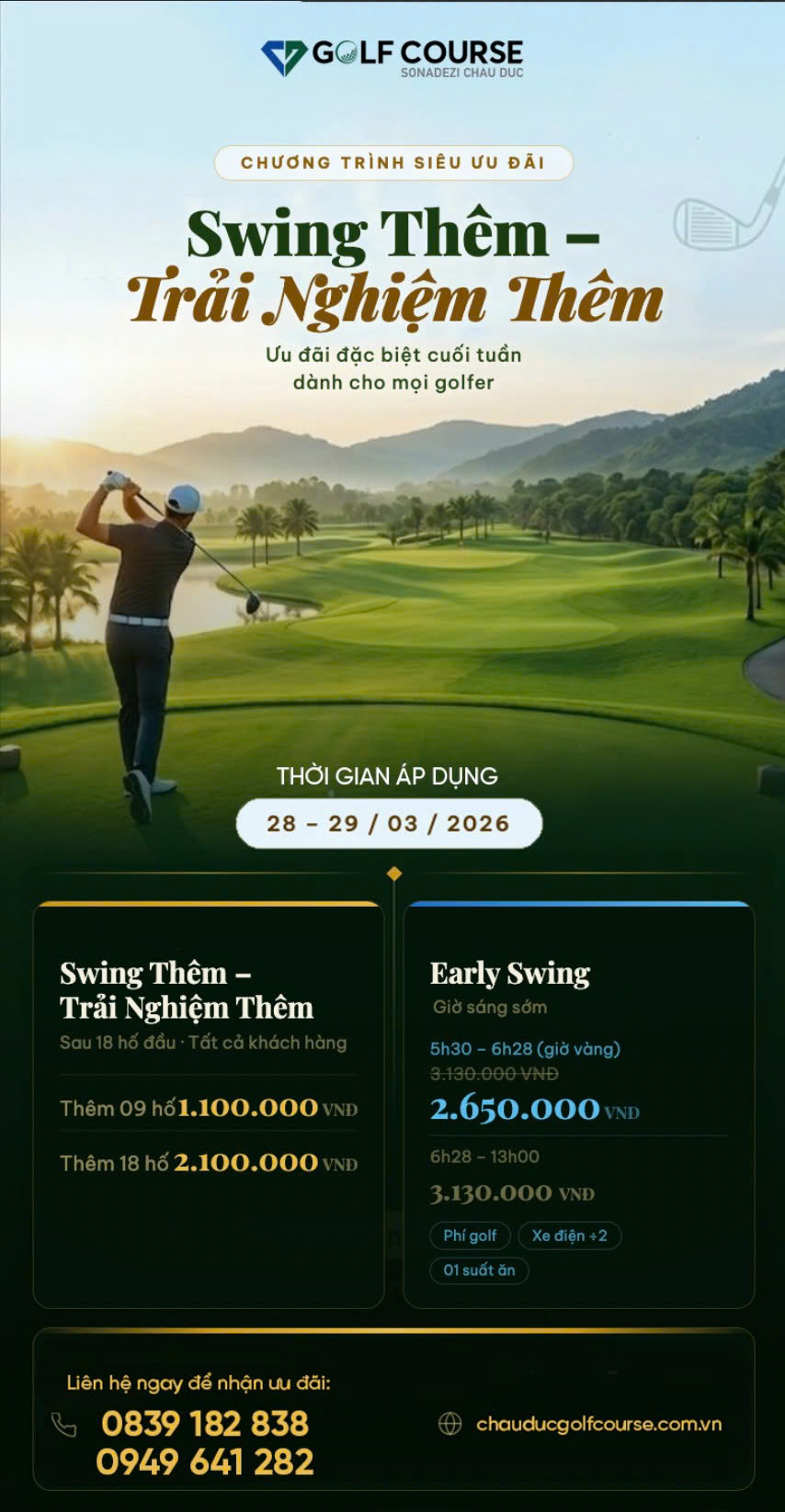 CHƠI GOLF THẢ GA & MEAL TRỌN GÓI