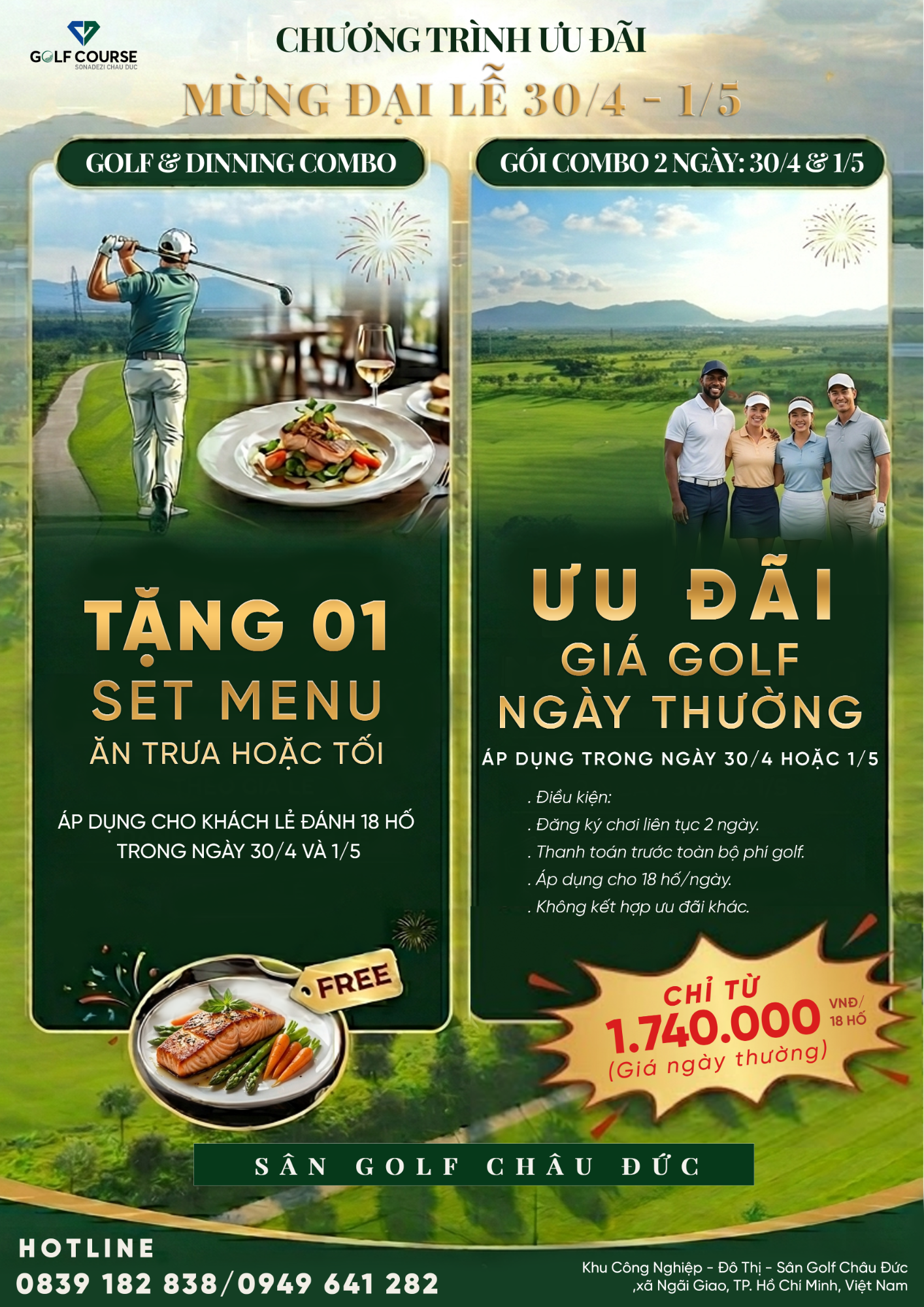 ƯU ĐÃI ĐẠI LỄ 30/4 & 1/5: CHƠI GOLF THẢ GA, KHÔNG LO VỀ GIÁ