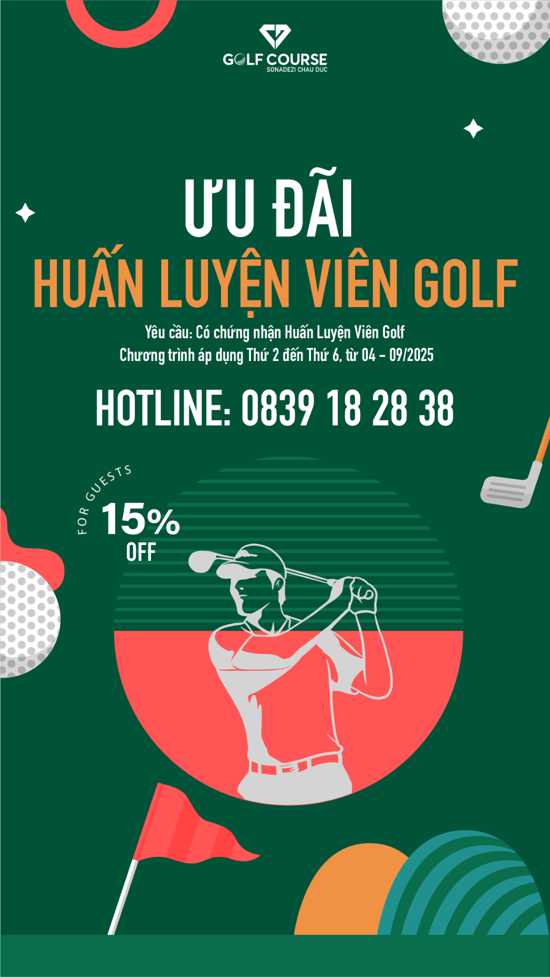 ƯU ĐÃI ĐẶC BIỆT DÀNH CHO HUẤN LUYỆN VIÊN GOLF