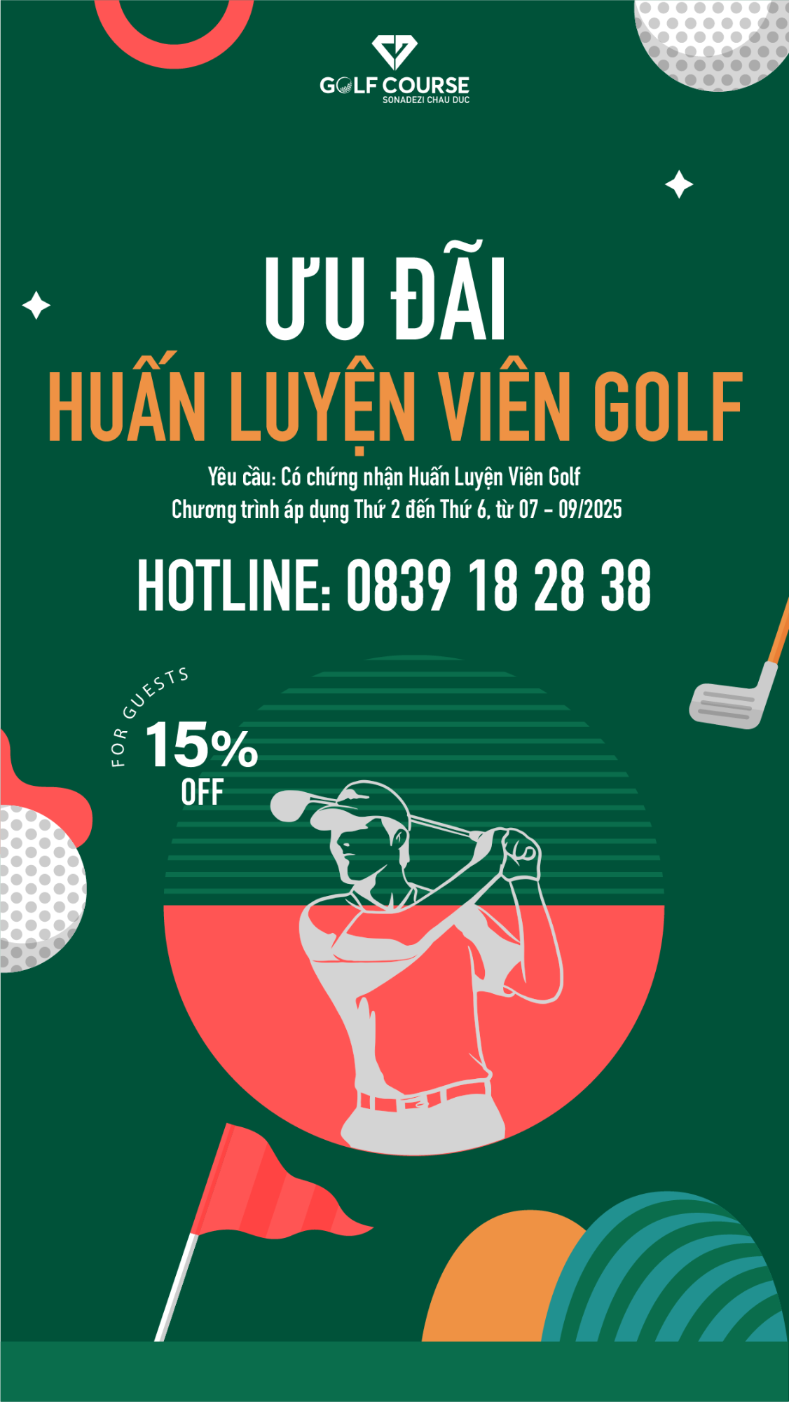 ƯU ĐÃI ĐẶC BIỆT DÀNH CHO HUẤN LUYỆN VIÊN GOLF