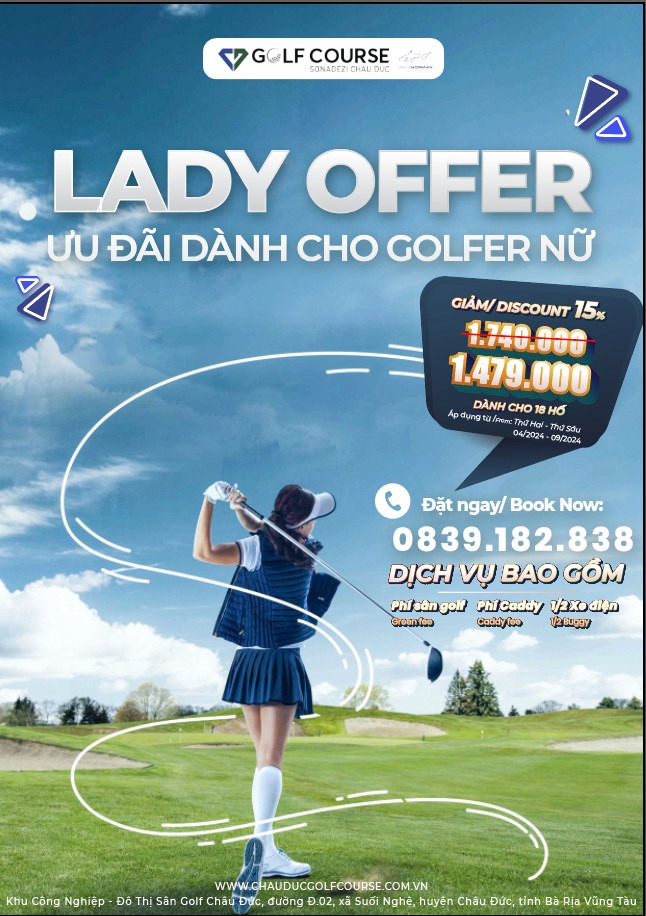 ƯU ĐÃI ĐẶC BIỆT DÀNH CHO QUÝ CÔ - LADY TẠI SÂN GOLF CHÂU ĐỨC