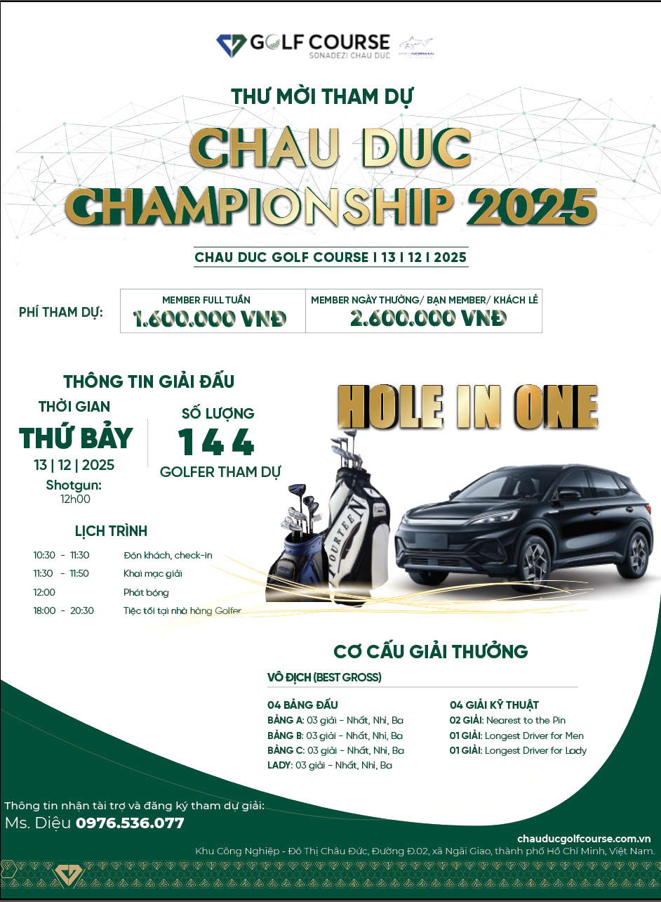 CHAU DUC CHAMPIONSHIP 2025 - CHỈ CÒN DUY NHẤT 7 NGÀY ĐỂ ĐĂNG KÝ!